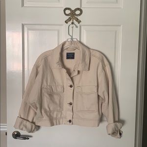 Cream cotton canvas box jacket